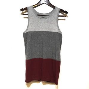 ZINE CLOTHING MAROON GRAY COLOR BLOCK TANK TOP